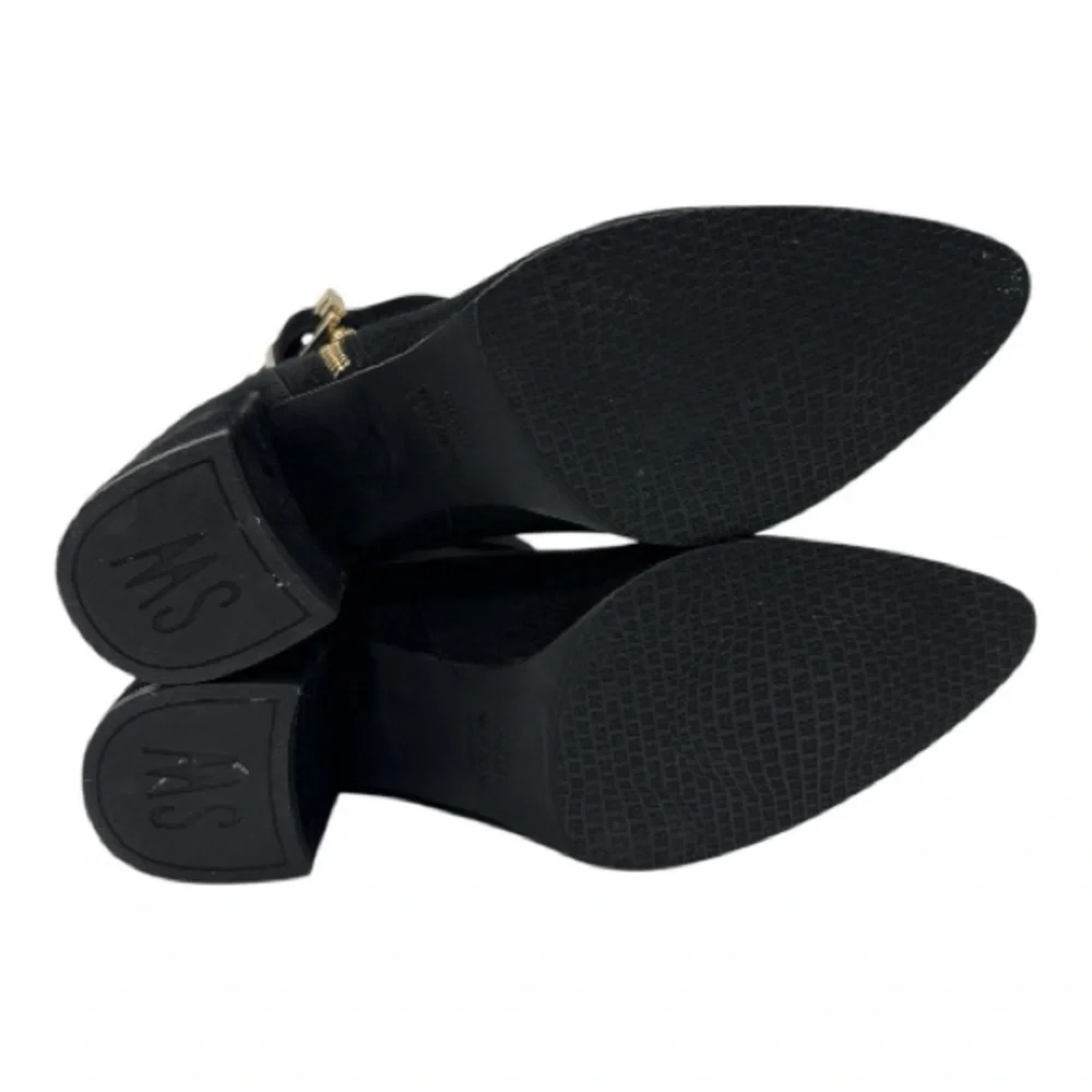 Stuart Weitzman Black Ankle Booties with Gold Zipper